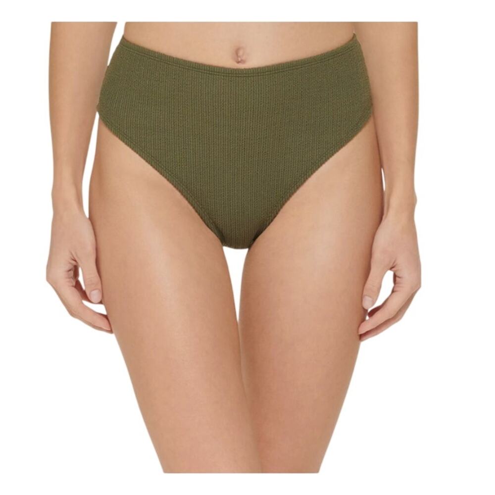 DKNY Swim Textured Bikini Bottoms High Waist Green XL - Picture 1 of 12